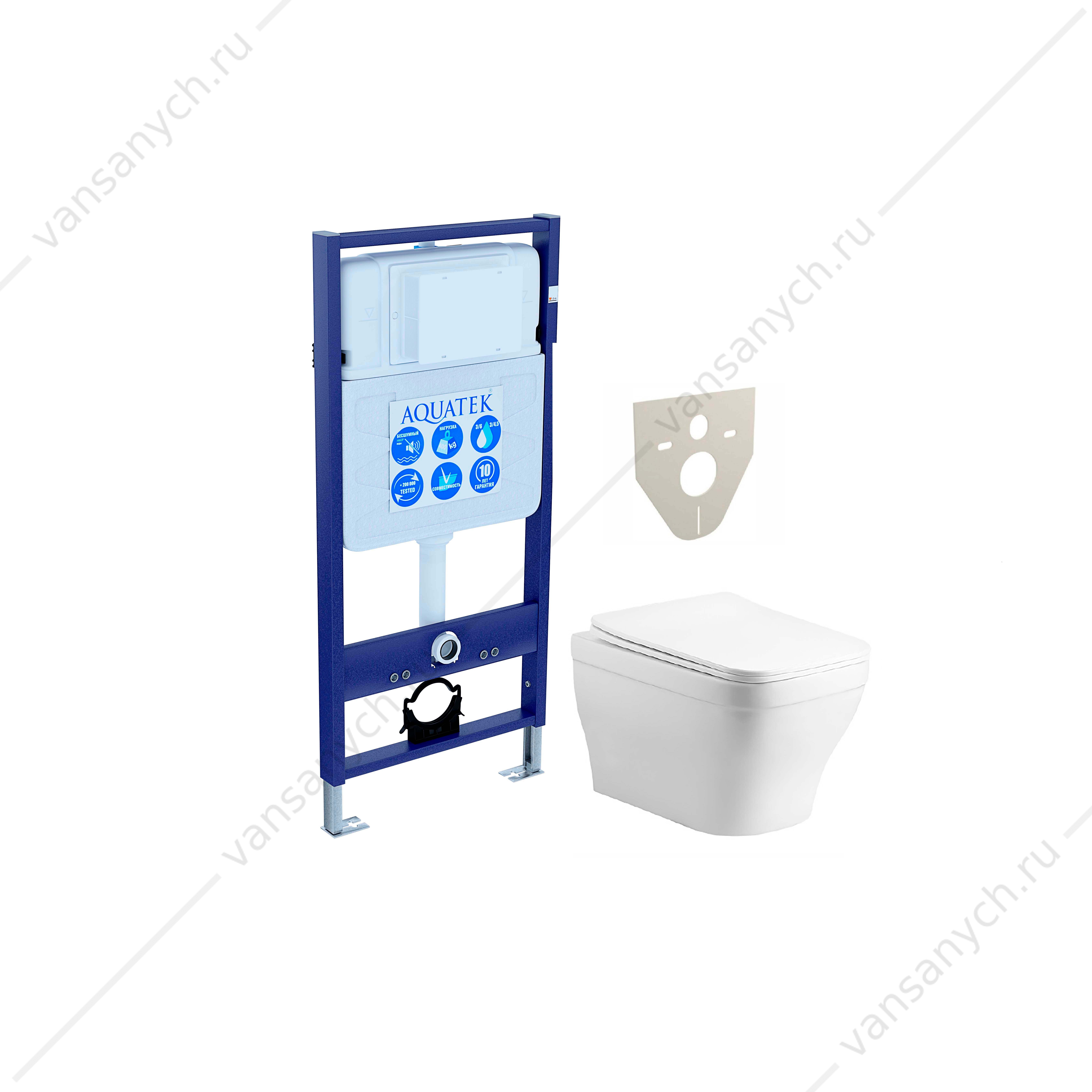 Комплект AQUATEK АМАДЕО cm: унитаз безободковый АМАДЕО AQ1180-00 с сиденьем микролифт, быстросъем. + рама AQUATEK Standard INS-0000012 (без клавиши и крепежа) Aquatek (Россия) купить в Тюмени (Ван Саныч™)